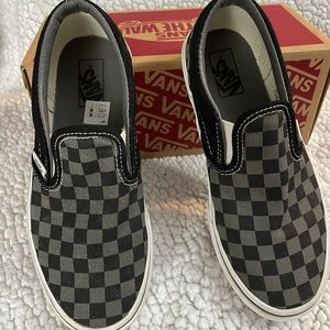 VANS CHECKERBOARD SLIP-ON. BLACK/PEWTER CHECK